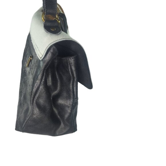 Genuine Charlie Leather Black with Fur Donatelia Large Handbag & Crossbody - Picture 3 of 13